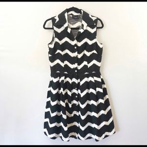 Just Taylor Chevron Print Fit and Flare Dress